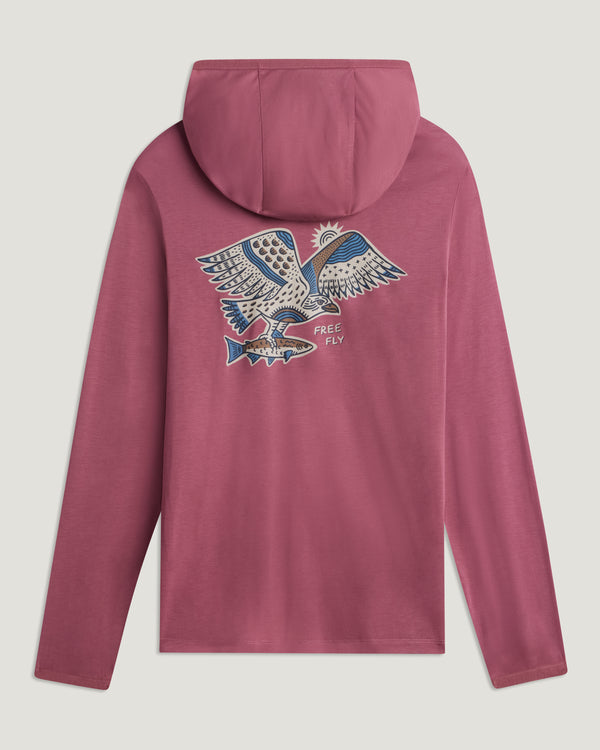 Men's Bamboo Lightweight Graphic Hoodie - Osprey Catch Plum
