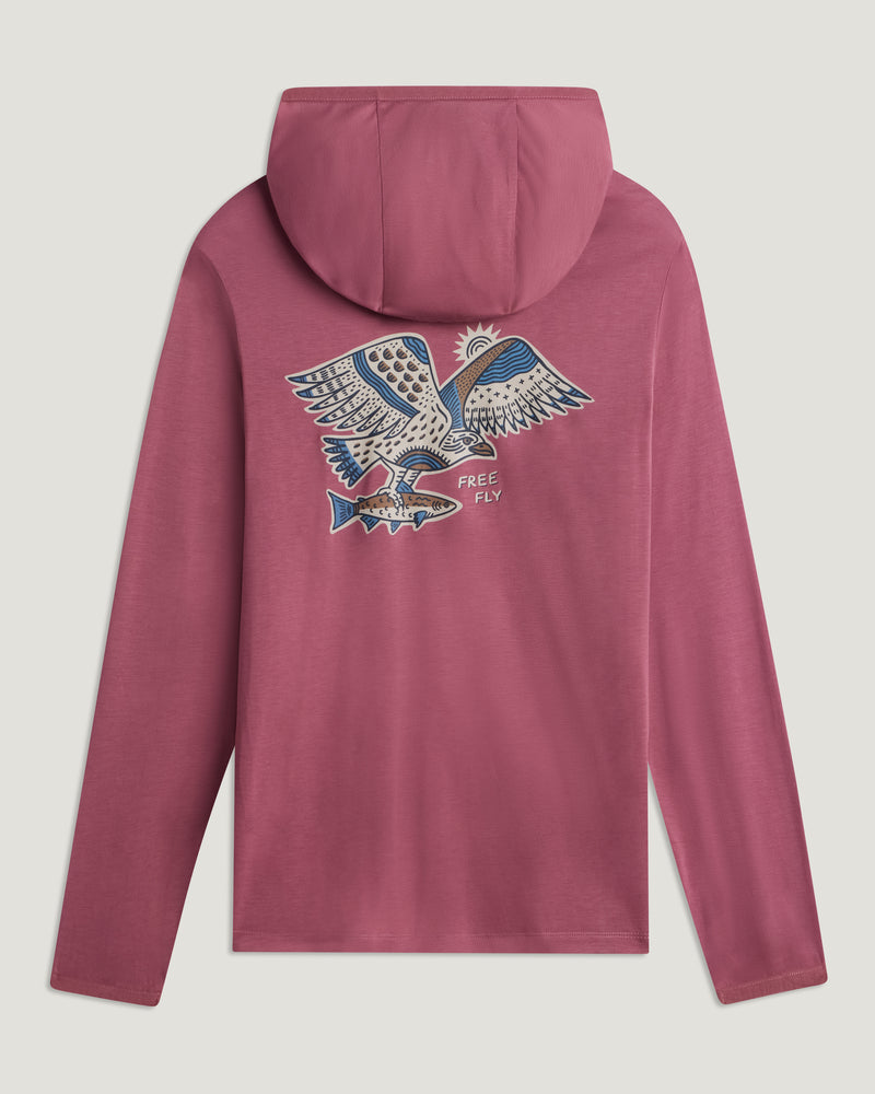 Men's Bamboo Lightweight Graphic Hoodie - Osprey Catch Plum