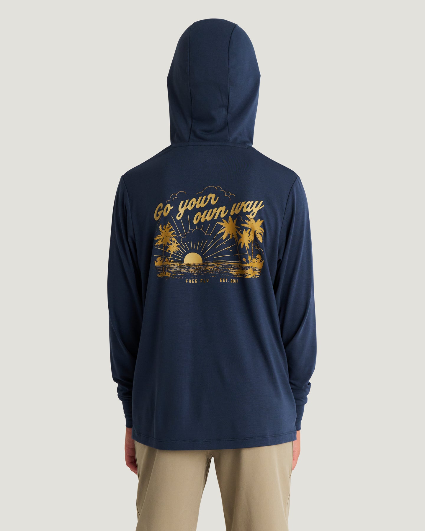 Youth Bamboo Shade Graphic Hoodie - Go Your Own Way True Navy
