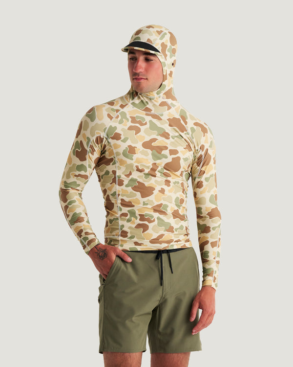 Men's Pinnacle Hooded Rash Guard - Vintage Camo