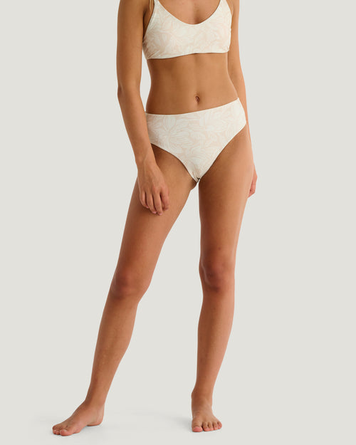 Women's Wavebound High Waisted Bikini Bottom - Nolia Floral Print Stone