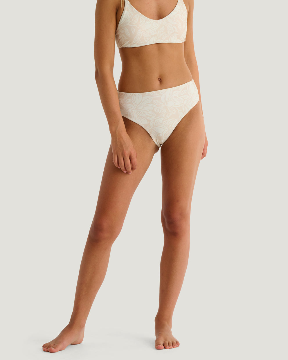 Women's Wavebound High Waisted Bikini Bottom - Nolia Floral Print Stone