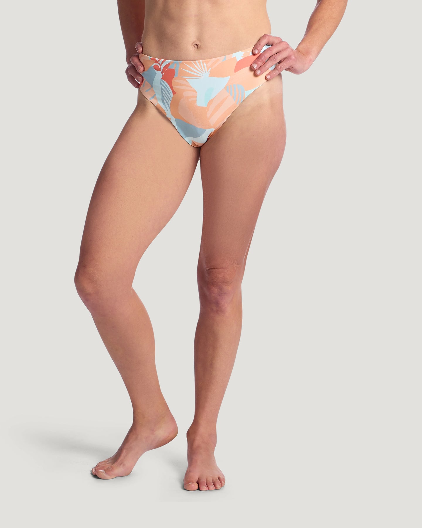Women's Wavebound High Waisted Bikini Bottom - Calypso Print Light Coral