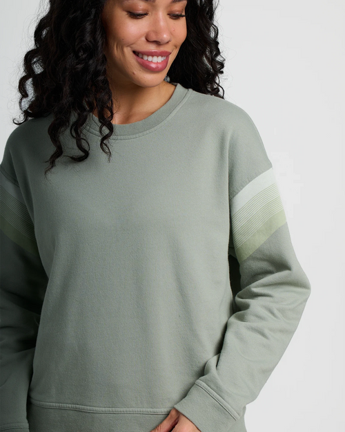 Women's Gradient Sleeve Fleece Crew - Sagebrush
