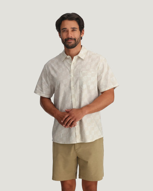 Men's Harbor Short Sleeve Shirt - Sea Scallop Print Birch