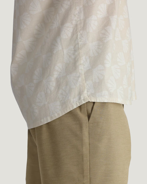 Men's Harbor Short Sleeve Shirt - Sea Scallop Print Birch