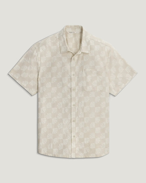 Men's Harbor Short Sleeve Shirt - Sea Scallop Print Birch