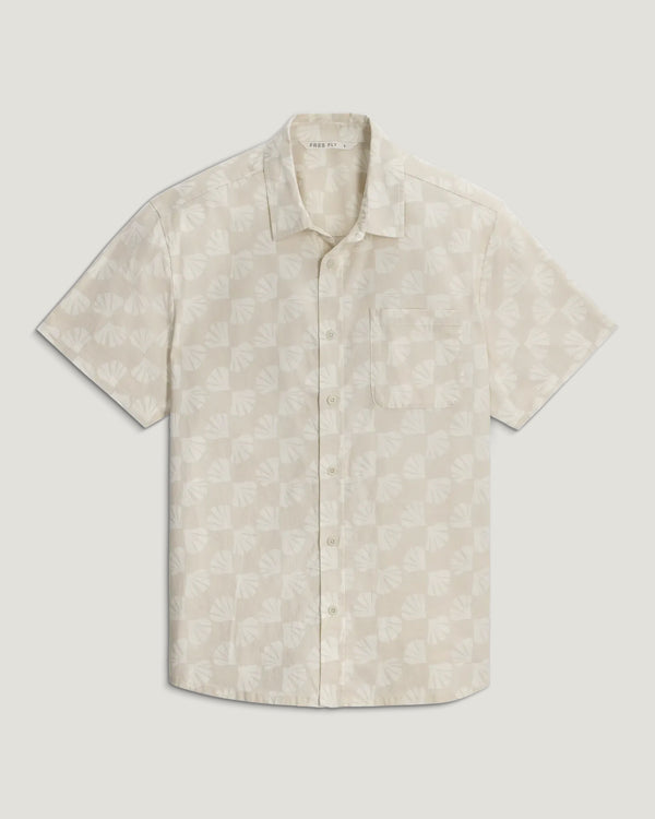 Men's Harbor Short Sleeve Shirt - Sea Scallop Print Birch