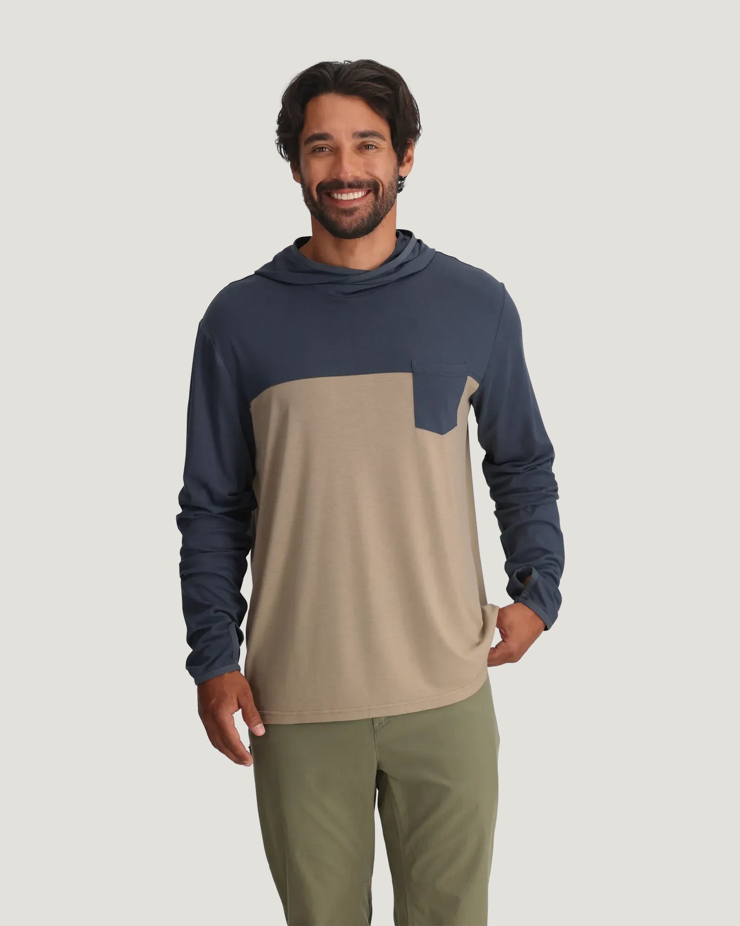 Men's Bamboo Hybrid Hoodie - Storm Cloud / Desert Tan