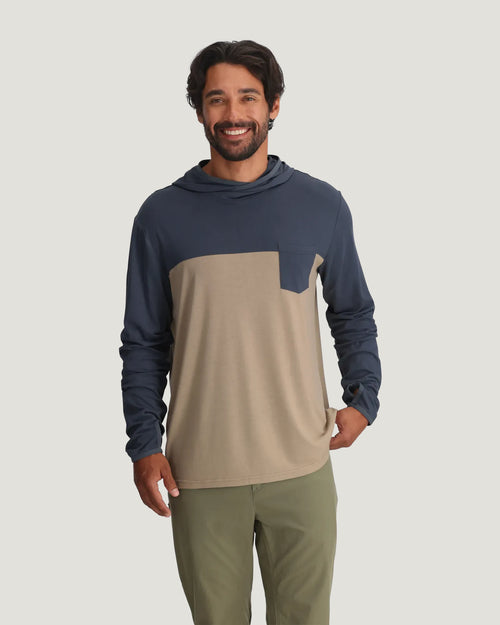 Men's Bamboo Hybrid Hoodie - Storm Cloud / Desert Tan