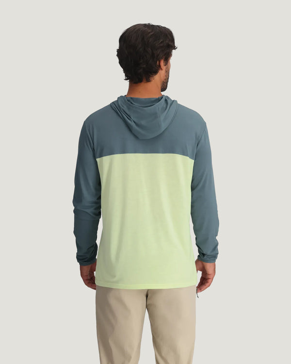 Men's Bamboo Hybrid Hoodie - Stormy Sea / Lime