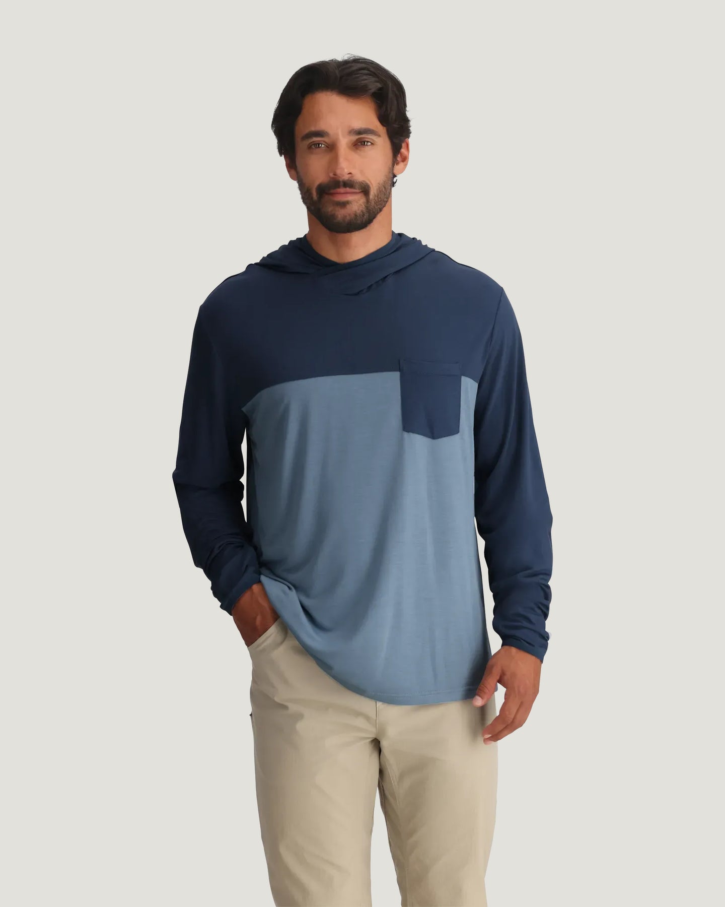 Men's Bamboo Hybrid Hoodie - True Navy / Blue Fog