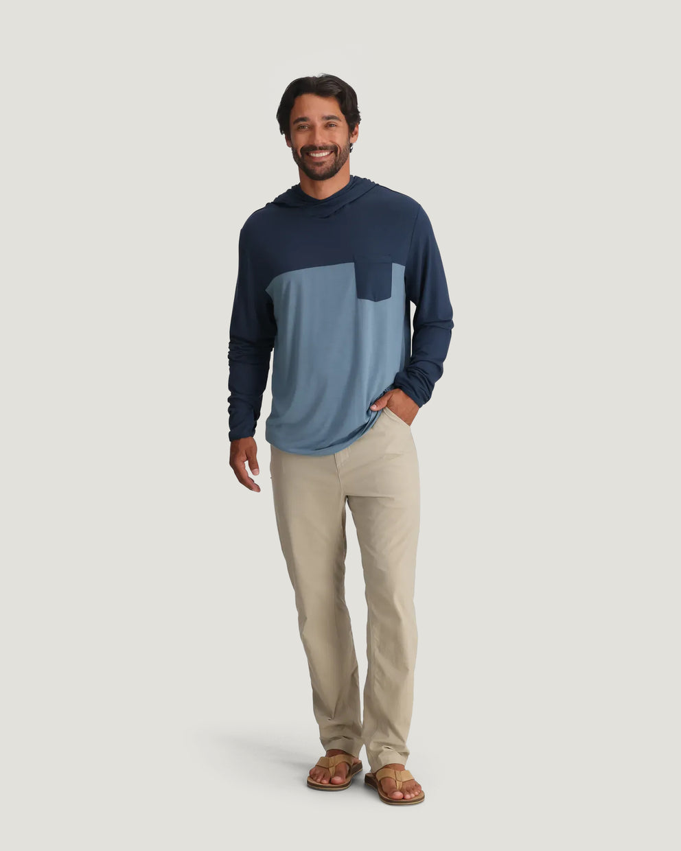 Men's Bamboo Hybrid Hoodie - True Navy / Blue Fog