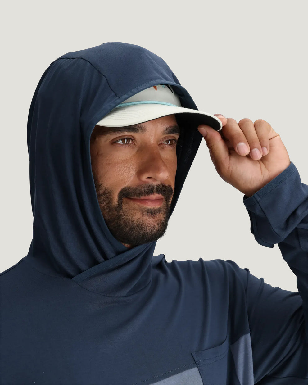 Men's Bamboo Hybrid Hoodie - True Navy / Blue Fog