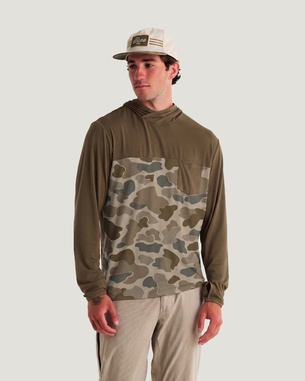 Men's Bamboo Hybrid Hoodie - Canyon / Vintage Camo Desert Tan