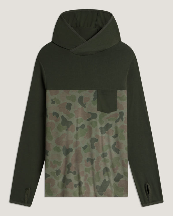 Men's Bamboo Hybrid Hoodie - Dark Forest / Vintage Camo Oil Green