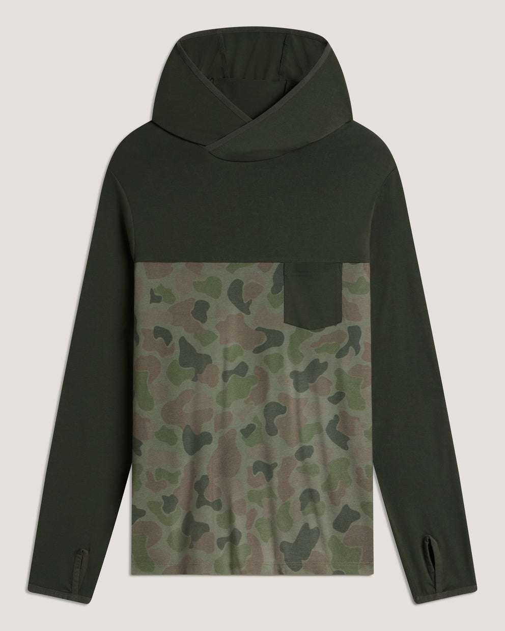 Men's Bamboo Hybrid Hoodie - Dark Forest / Vintage Camo Oil Green