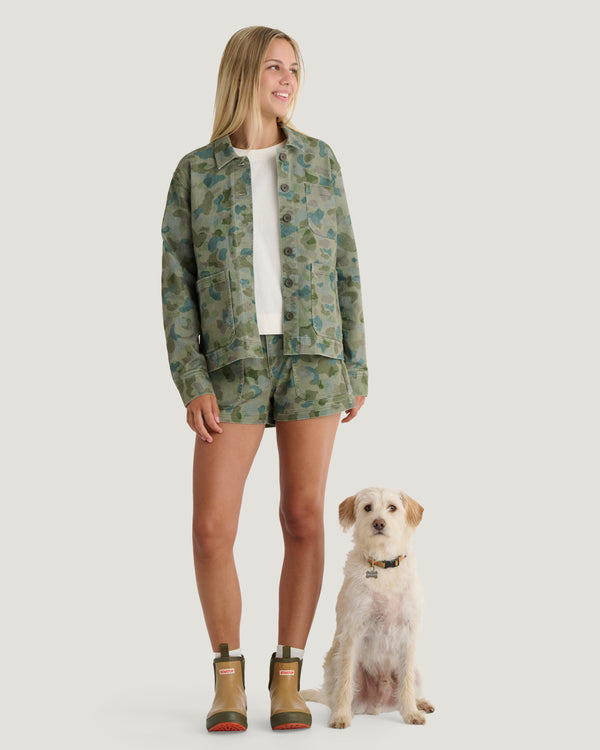 Women's Folly Twill Short - Watercolor Camo Oil Green