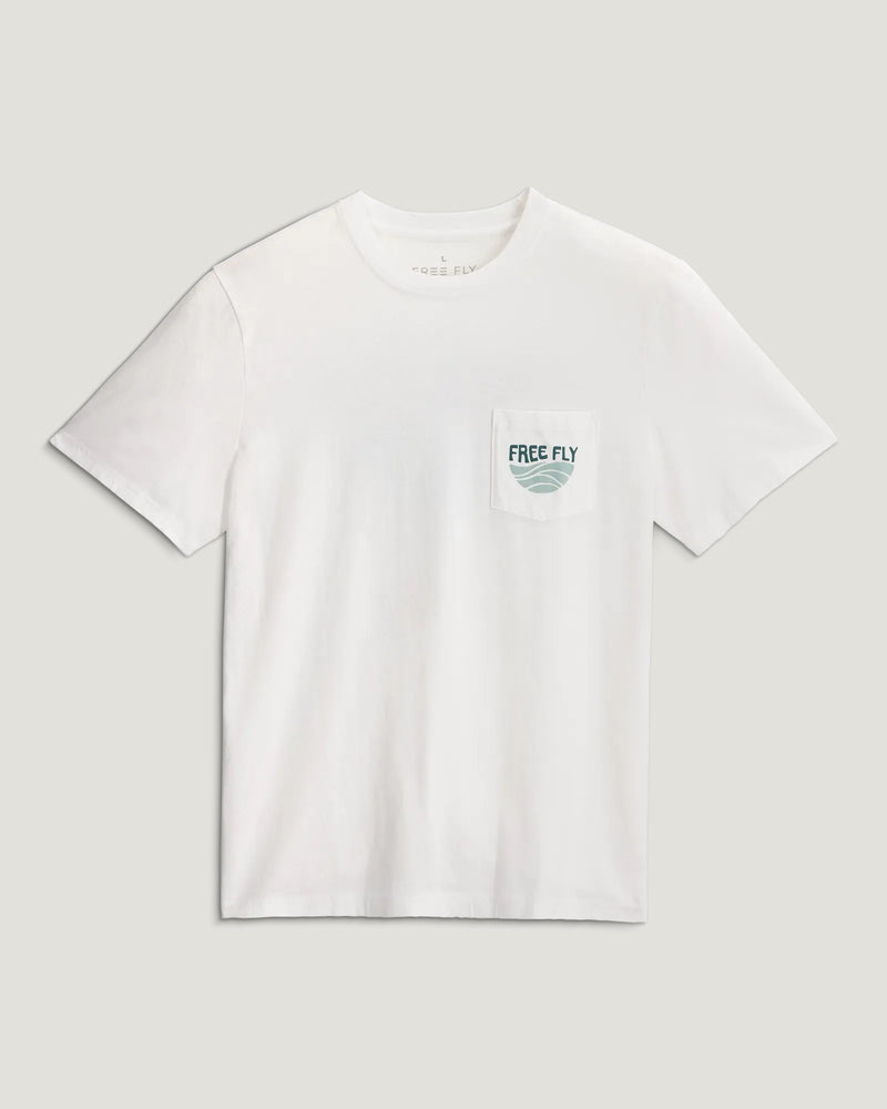 Blue Edge Pocket Tee - Bright White