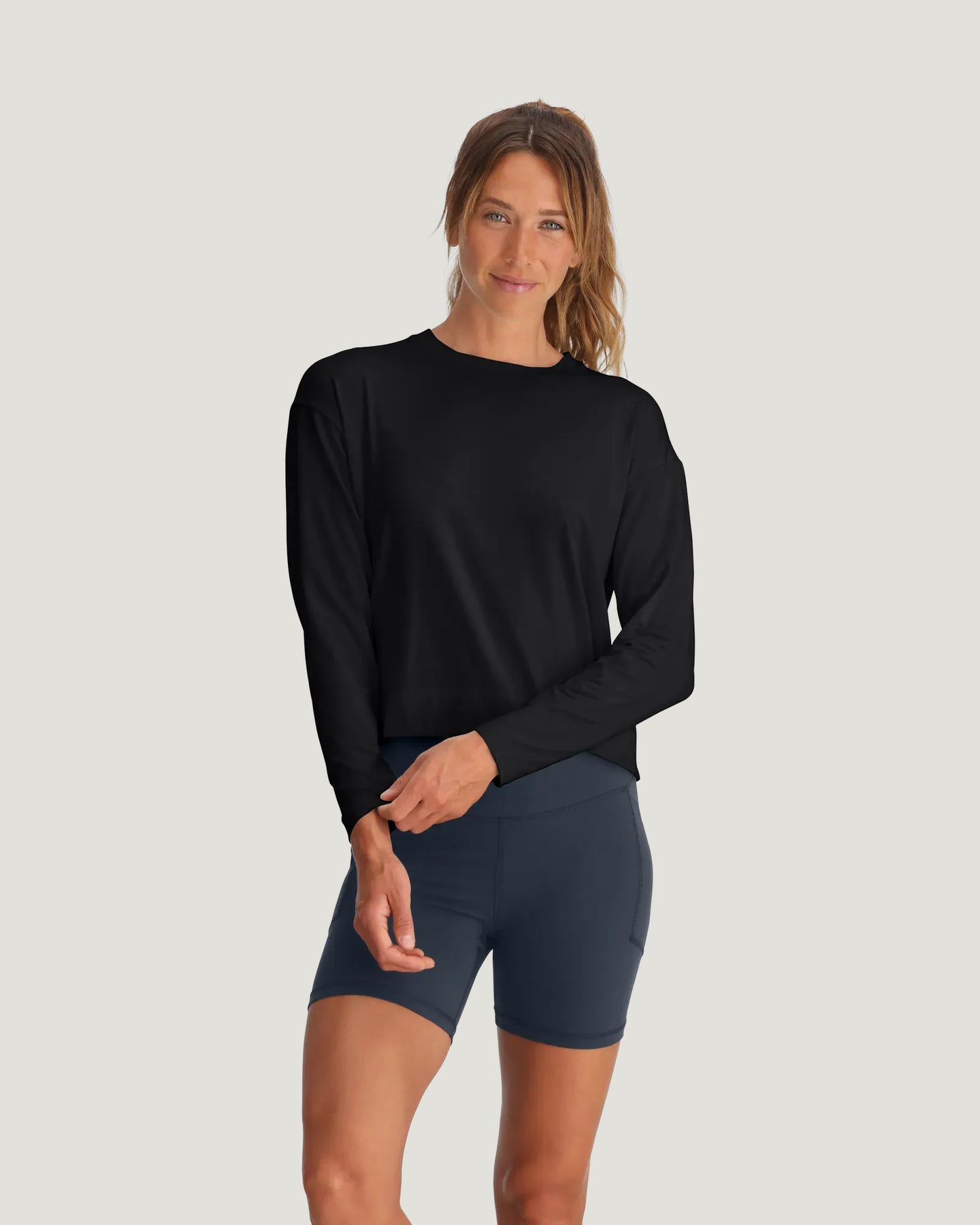 Women's Bamboo Shade Crossover Long Sleeve - Black – Free Fly Apparel