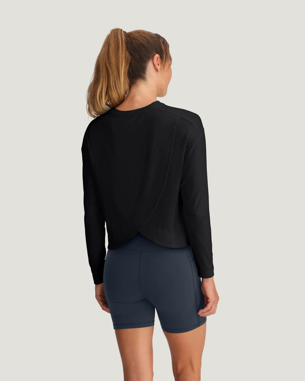 Women's Bamboo Shade Crossover Long Sleeve - Black – Free Fly Apparel
