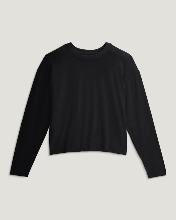 Women's Bamboo Shade Crossover Long Sleeve - Black