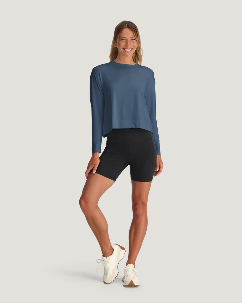 Women's Bamboo Shade Crossover Long Sleeve - Pacific Blue