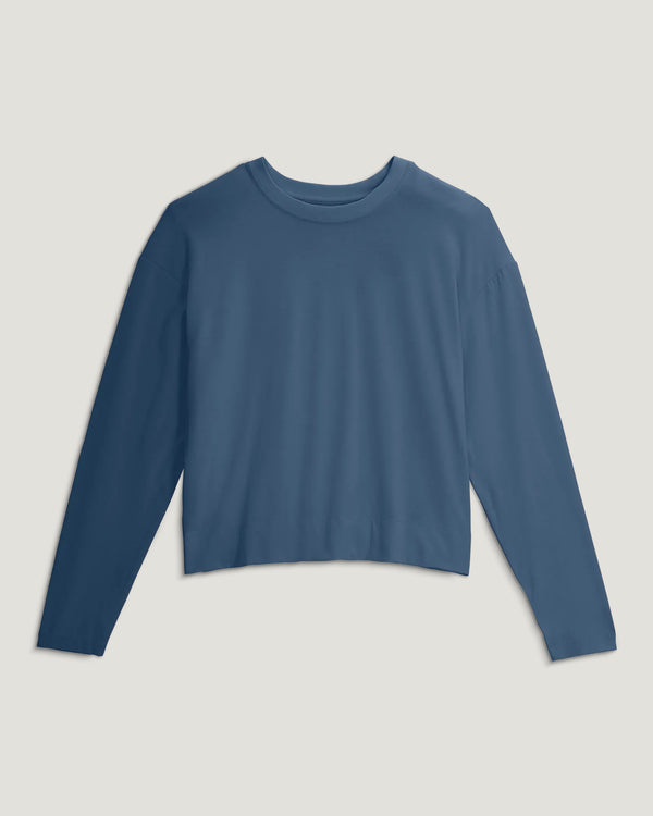 Women's Bamboo Shade Crossover Long Sleeve - Pacific Blue