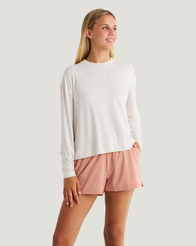 Women's Bamboo Shade Crossover Long Sleeve - Off White Heather