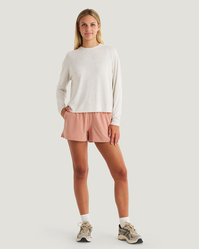 Women's Bamboo Shade Crossover Long Sleeve - Off White Heather