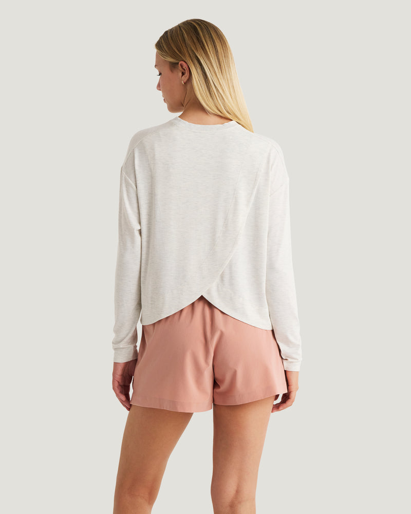 Women's Bamboo Shade Crossover Long Sleeve - Off White Heather