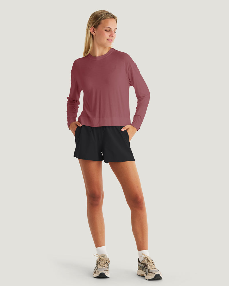 Women's Bamboo Shade Crossover Long Sleeve - Plum