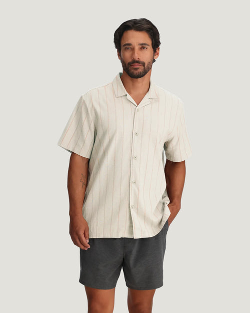 Men's Sullivan's Camp Shirt - Dash Vertical Stripe Sea Salt