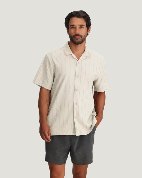 Men's Sullivan's Camp Shirt - Dash Vertical Stripe Sea Salt