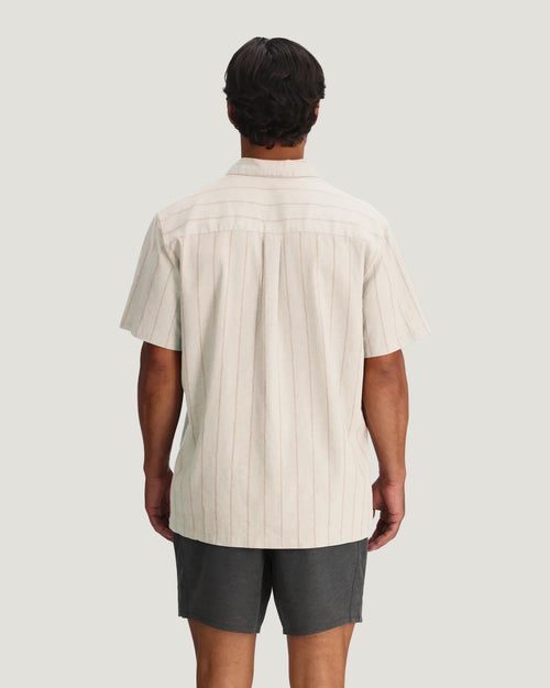 Men's Sullivan's Camp Shirt - Dash Vertical Stripe Sea Salt