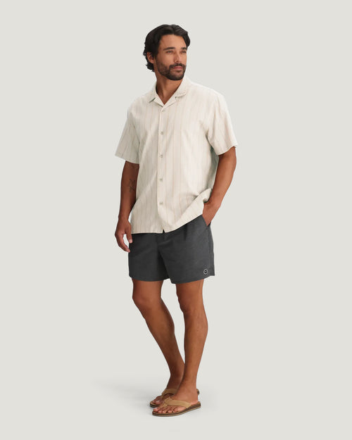 Men's Sullivan's Camp Shirt - Dash Vertical Stripe Sea Salt