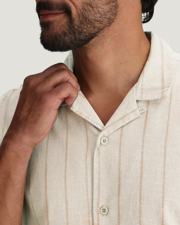 Men's Sullivan's Camp Shirt - Dash Vertical Stripe Sea Salt