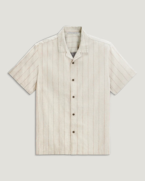 Men's Sullivan's Camp Shirt - Dash Vertical Stripe Sea Salt