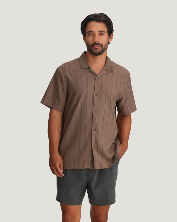 Men's Sullivan's Camp Shirt - Dash Vertical Stripe Fossil