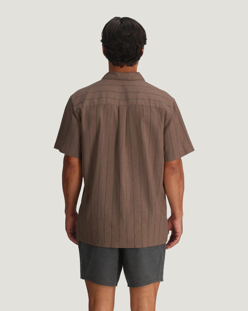 Men's Sullivan's Camp Shirt - Dash Vertical Stripe Fossil