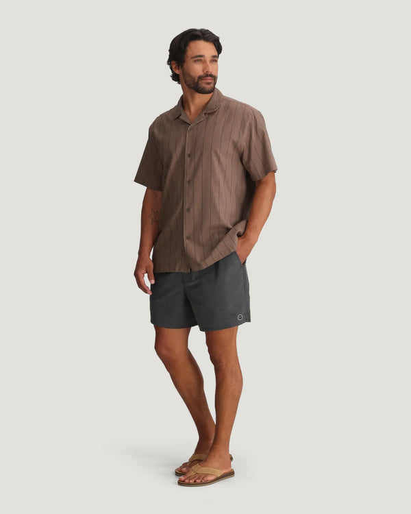 Men's Sullivan's Camp Shirt - Dash Vertical Stripe Fossil