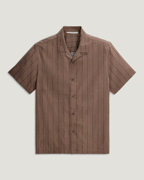 Men's Sullivan's Camp Shirt - Dash Vertical Stripe Fossil