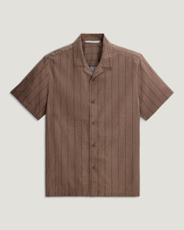 Men's Sullivan's Camp Shirt - Dash Vertical Stripe Fossil