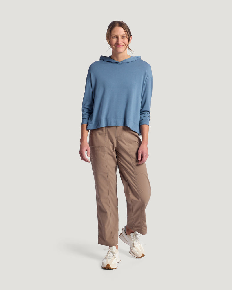 Women's Bamboo Shade Crossover Hoodie - Pacific Blue