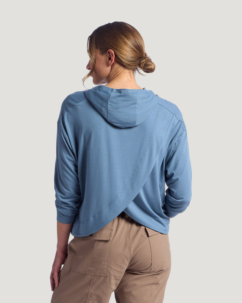 Women's Bamboo Shade Crossover Hoodie - Pacific Blue