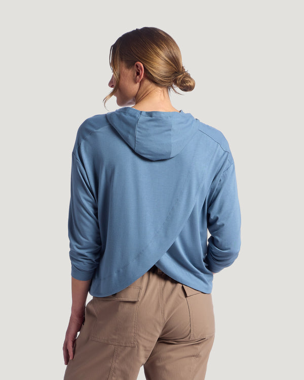 Women's Bamboo Shade Crossover Hoodie - Pacific Blue
