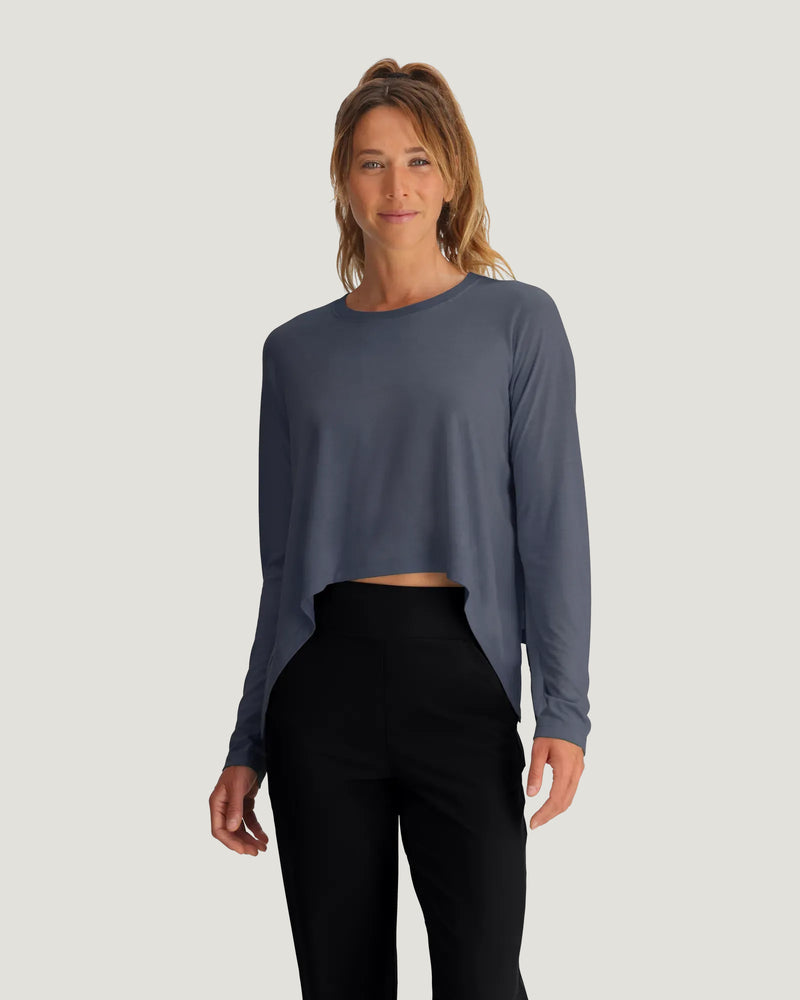 Women's Bamboo Lightweight Cropped Long Sleeve - Storm Cloud