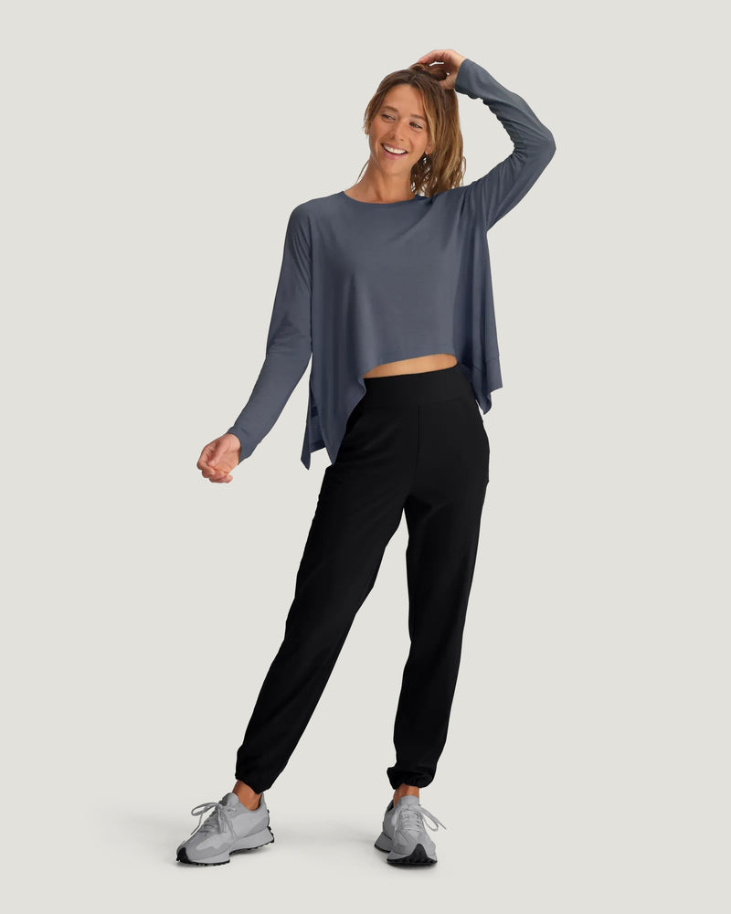 Women's Bamboo Lightweight Cropped Long Sleeve - Storm Cloud