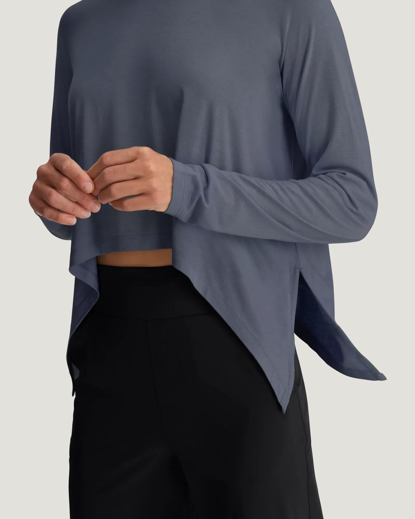 Women's Bamboo Lightweight Cropped Long Sleeve - Storm Cloud