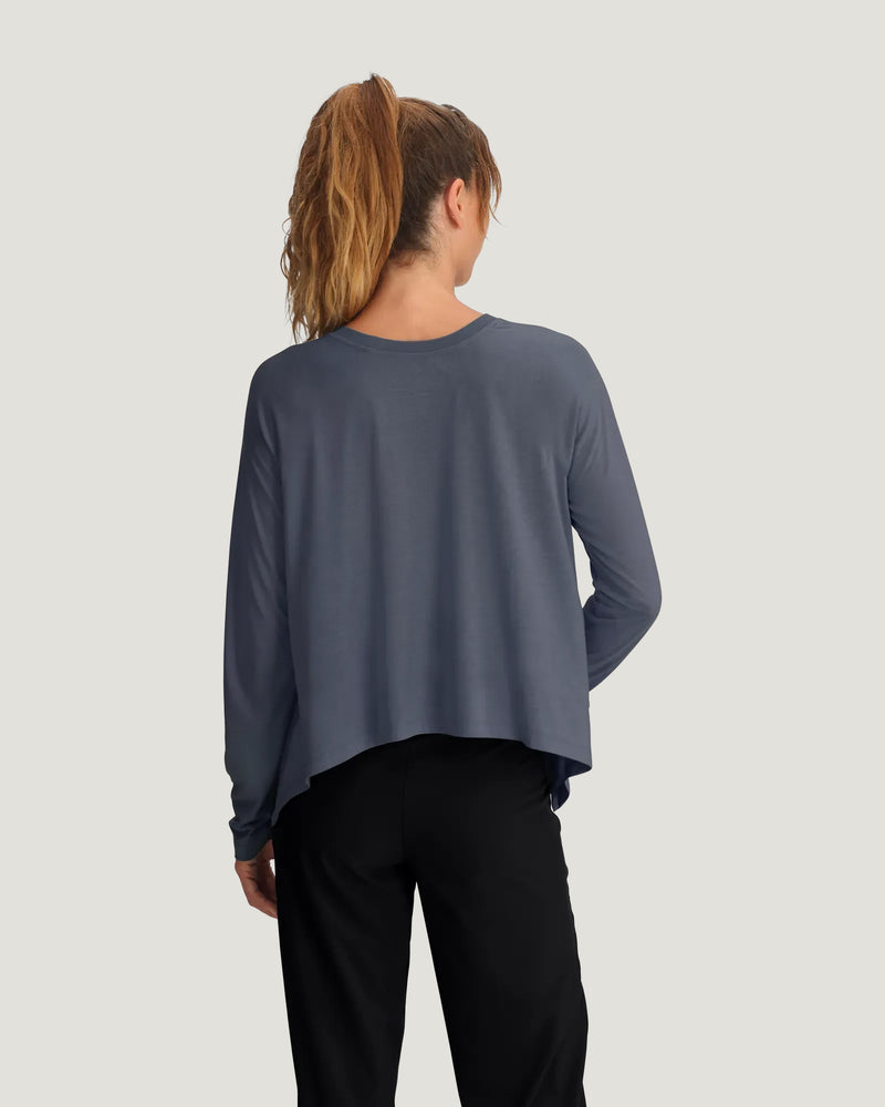 Women's Bamboo Lightweight Cropped Long Sleeve - Storm Cloud
